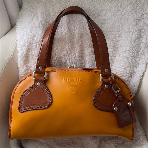 Prada Handbags - Prada tan bowling bag
